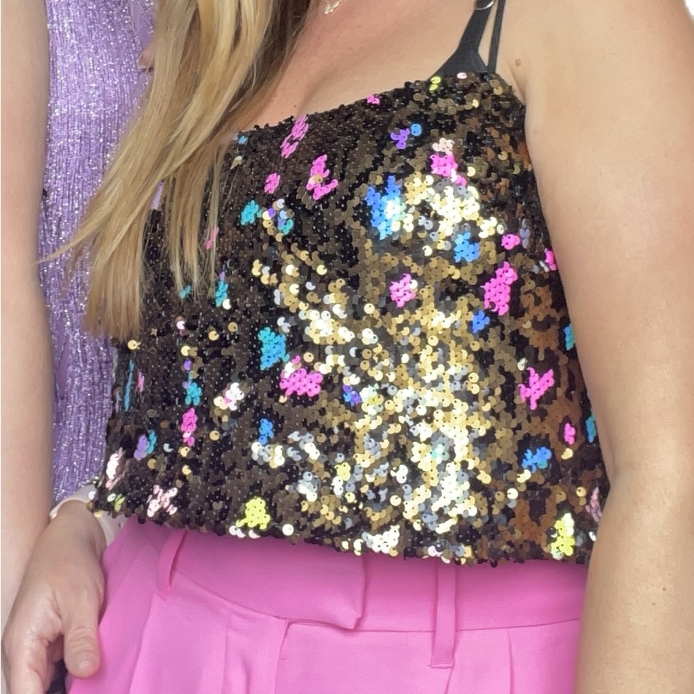 Cosmopolitan X Dress The Population Sequin Crop Top